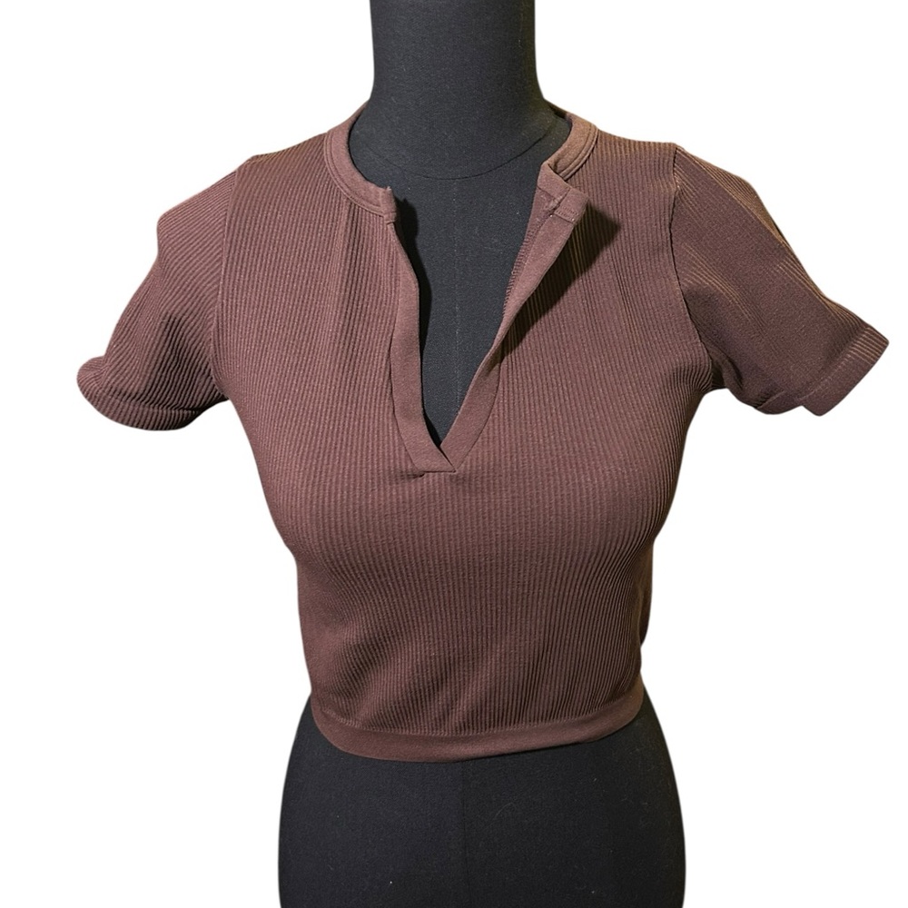 Cotton On Chocolate Ribbed Crop Top